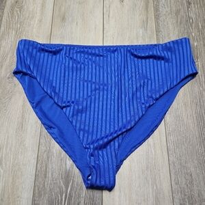 Asos Design High Leg High Waist Bikini Bottoms Blue Striped Women's 16 Plus